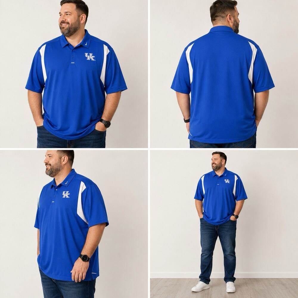 Nike Team Kentucky Wildcats Dri-FIT Polo Shirt Blue White Men’s 3XL NCAA UK